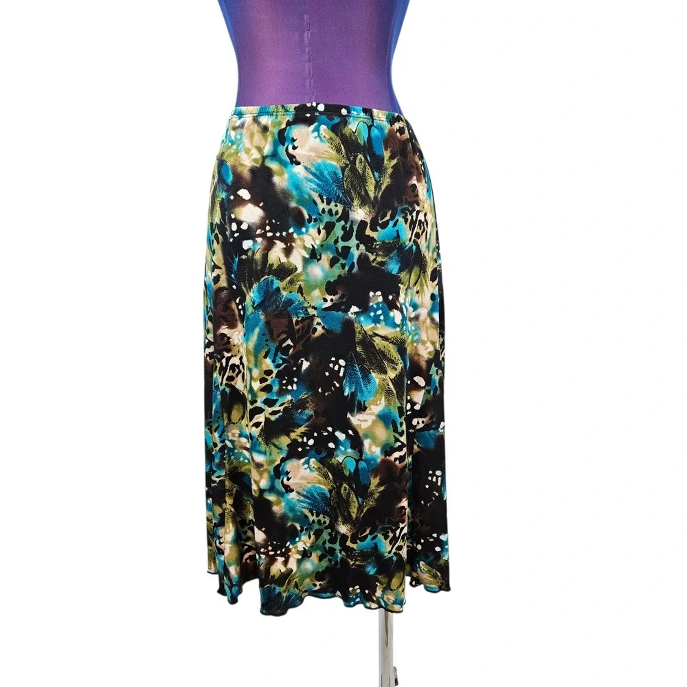 Vintage Y2K Forest Fairy Bleeker & McDougal Womens 1X Print Midi Skirt Bias Cut